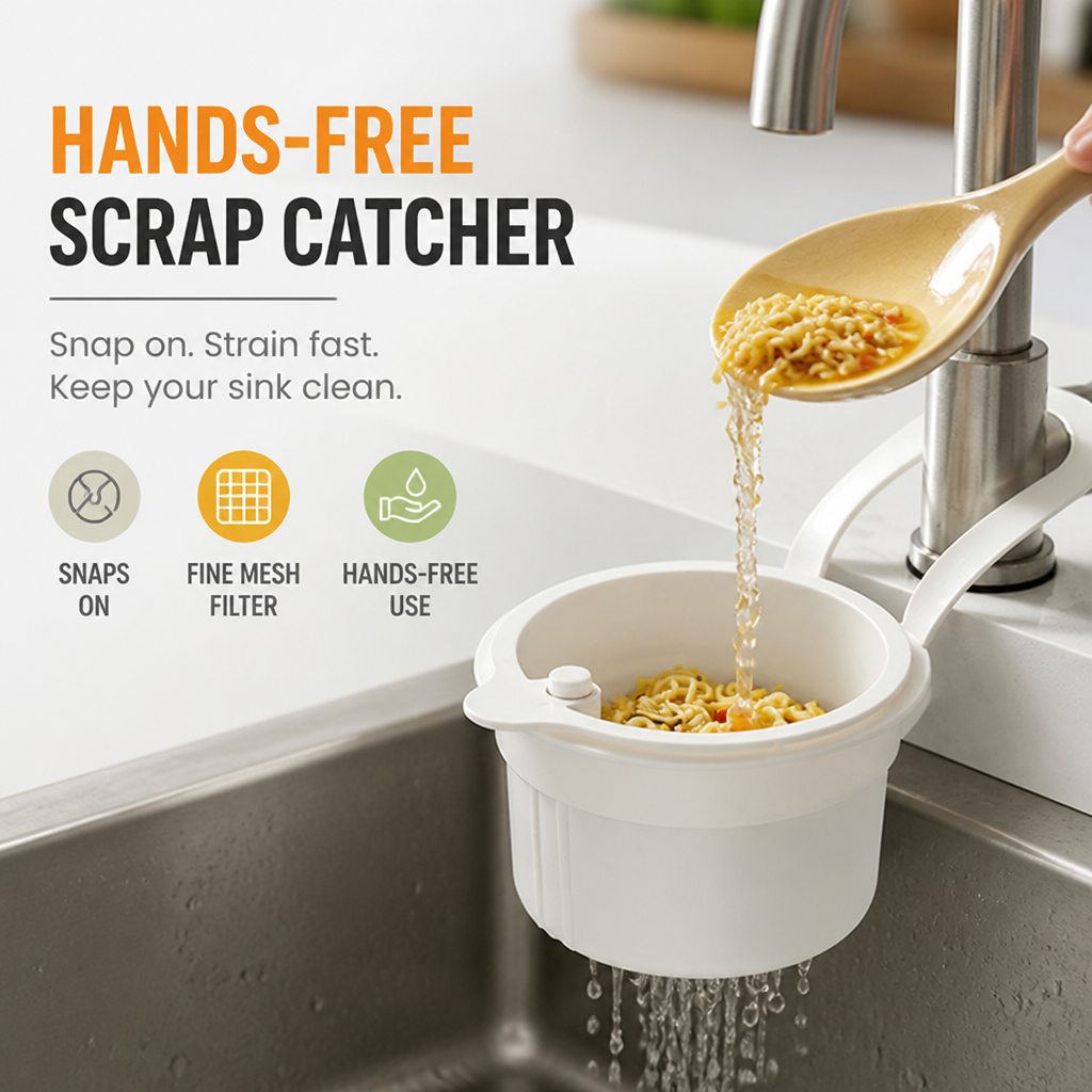 AquaSweep™ — Snap On, Stop Clogs, and Toss Scraps Without Lifting a Finger