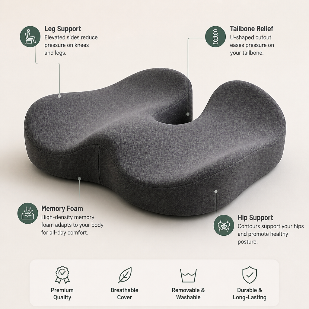 FlexiCush™ — Transform Your Seat into All-Day Tailbone Relief and Perfect Posture