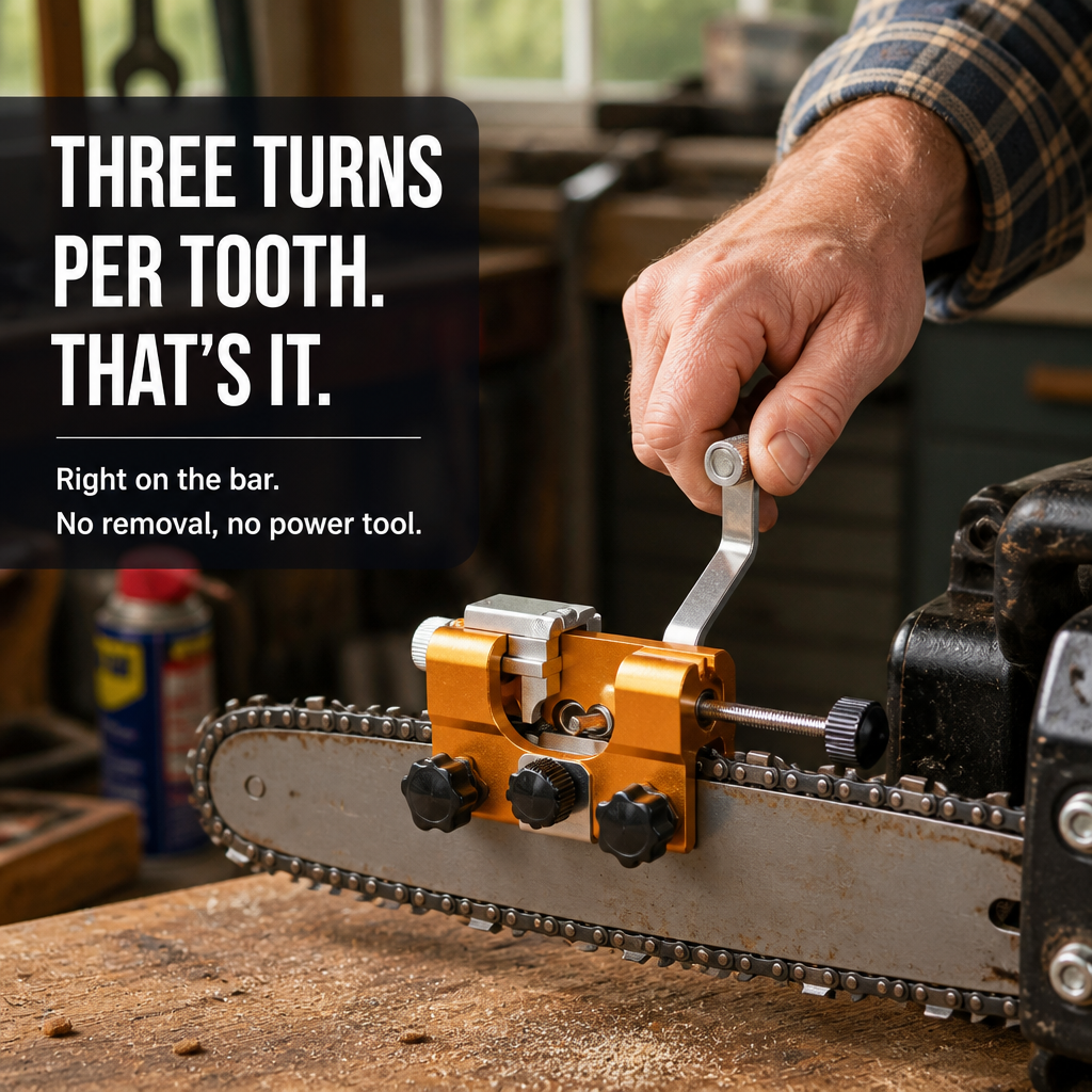 SharpEdgePro™ — Bring Any Dull Chainsaw Back to Razor-Sharp in Seconds