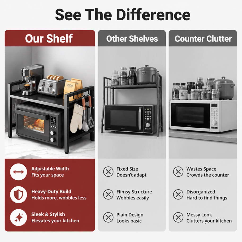 VersaShelf™ — Finally Claim the Kitchen Space You Deserve with Style and Strength