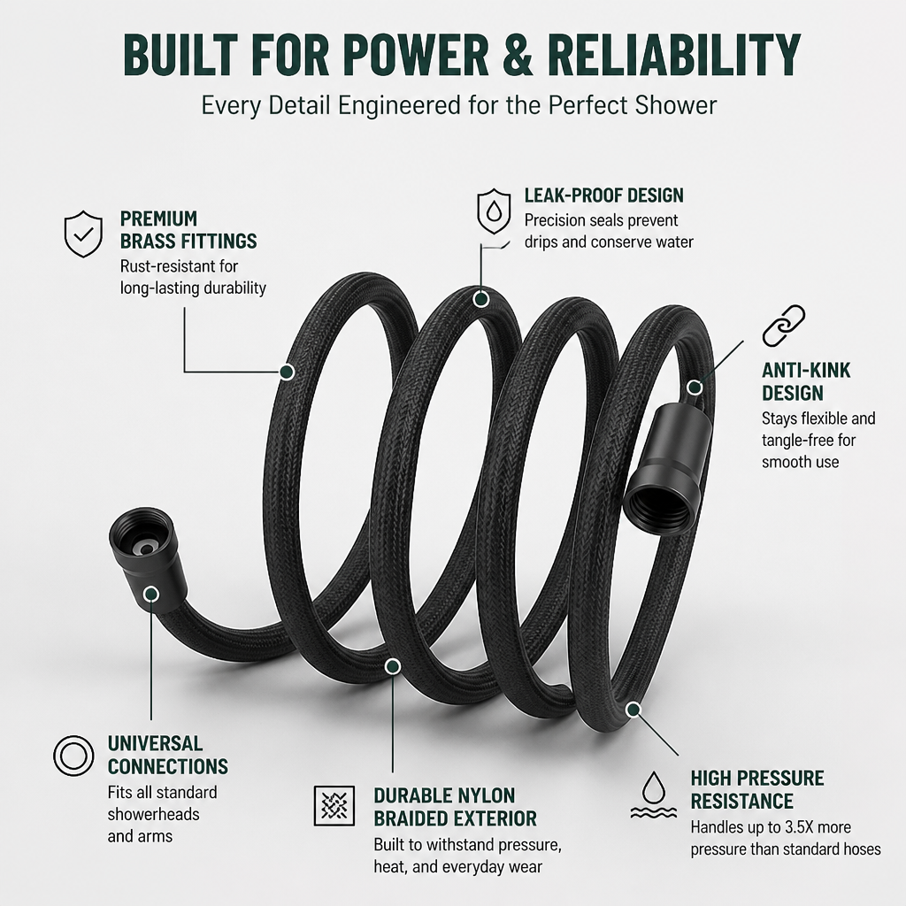 HydroForce™ Braided Shower Hose — Unleash a Leak-Free, Power-Packed Shower You’ll Crave Every Day