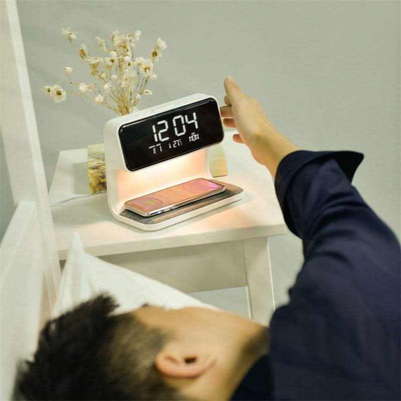 Bedside Light with Wireless Charger and Alarm Clock Unit