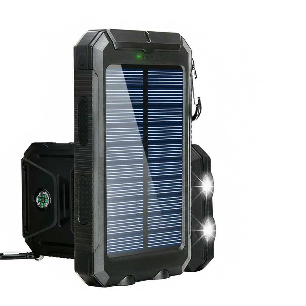 Portable Solar Charger with Dual USB Output – Water-Resistant Power Bank