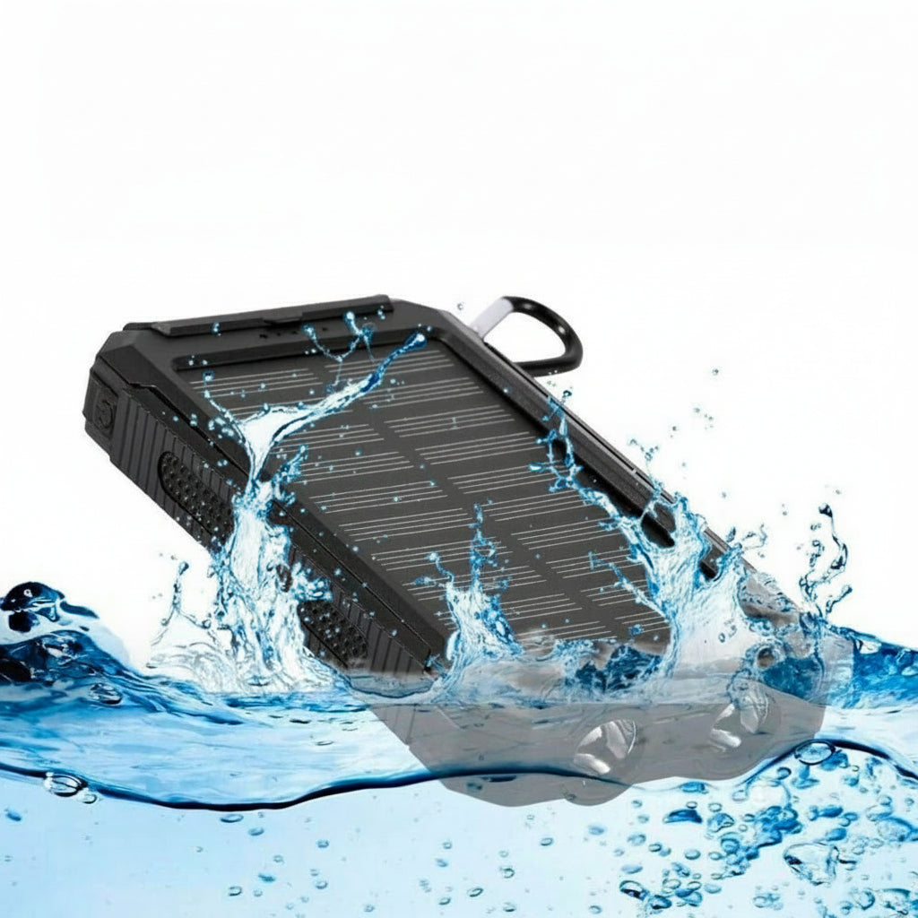 Portable Solar Charger with Dual USB Output – Water-Resistant Power Bank