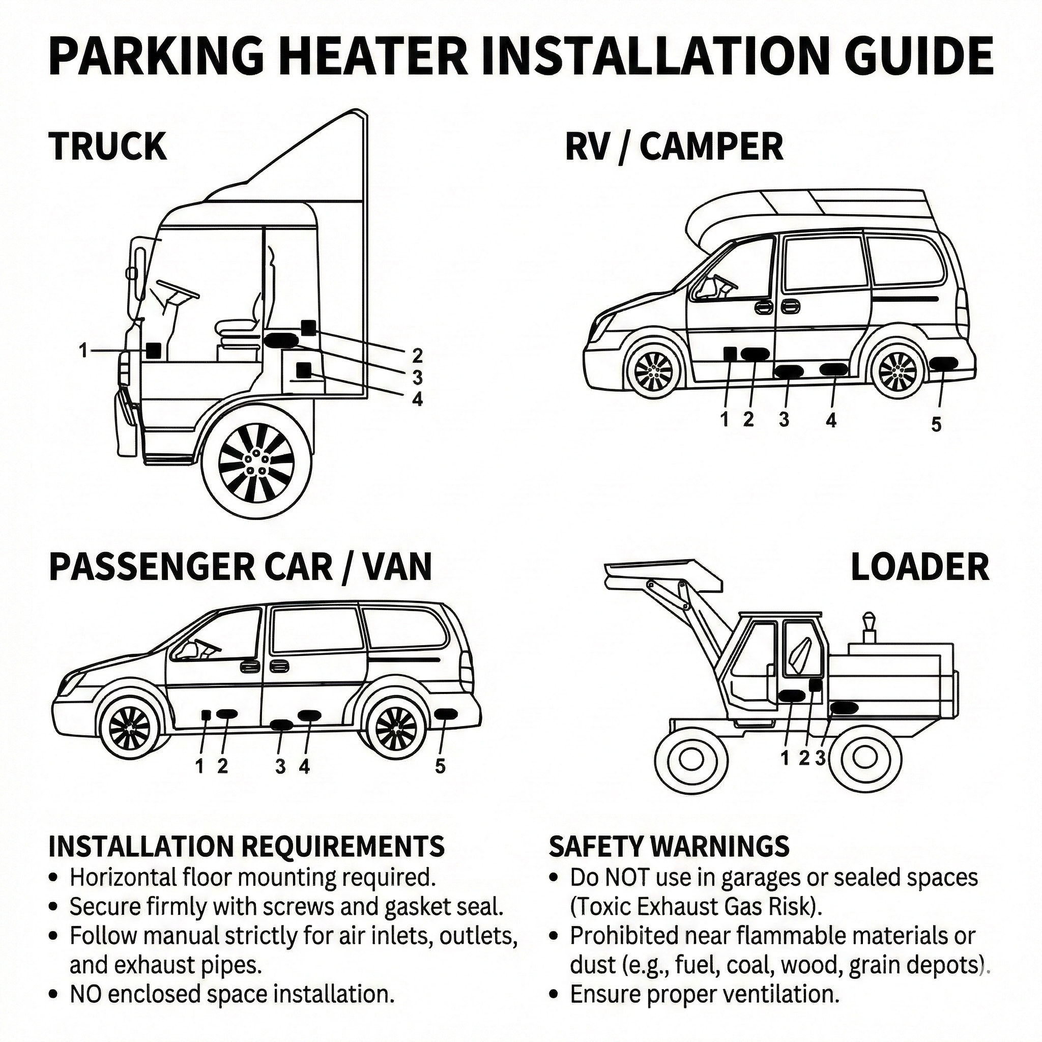 Portable 5000W Diesel Parking Heater for Cars, Trucks, RVs – Quiet Rapid Heating