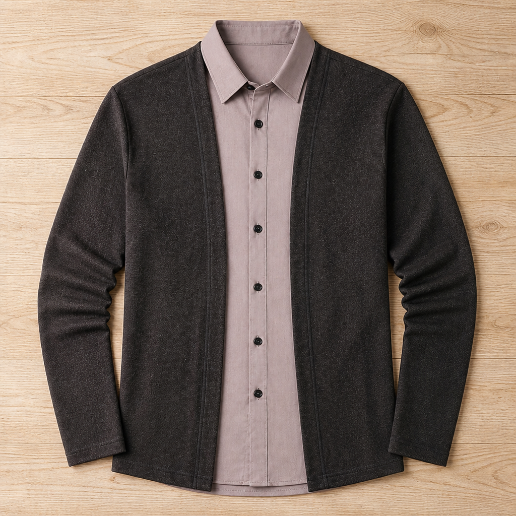 ApexForm™ – Slim-Fit 2-in-1 Knit Shirt with Layered Cardigan Look
