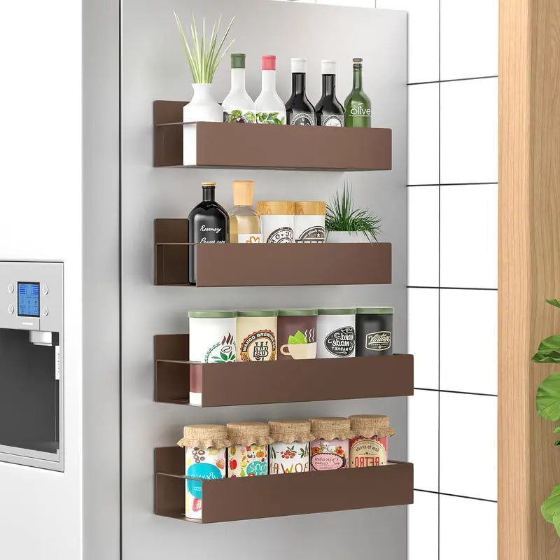Spice Organizer | 4-Piece, Magnetic – Powder Coated | No Drilling Needed | KitchenDock