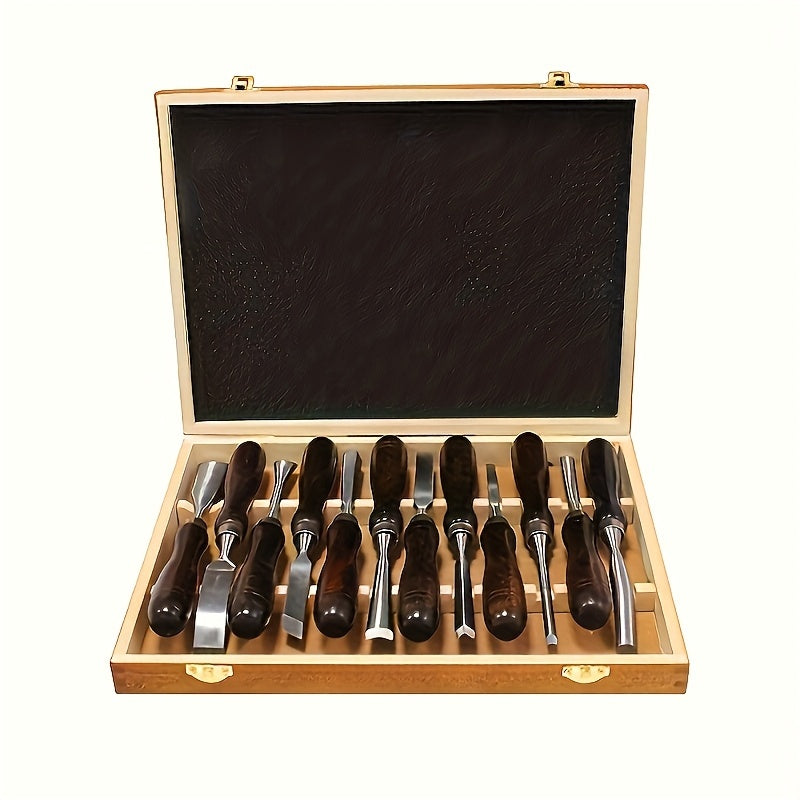 Wood Carving Tool Set – 12-Piece Precision Kit with Wooden Case