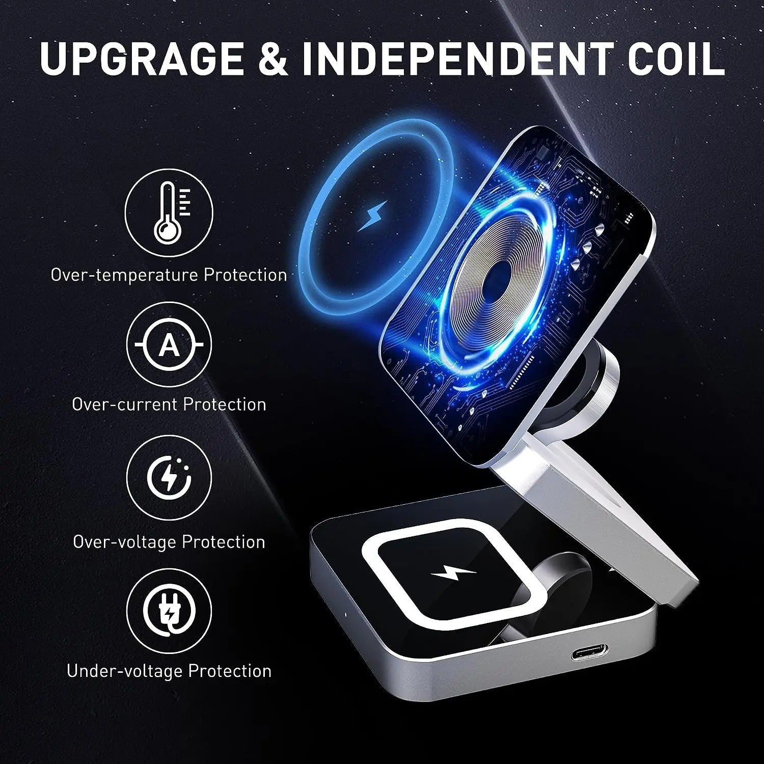 3-in-1 Wireless Charger with Magnetic Design for iPhone, AirPods, Apple Watch
