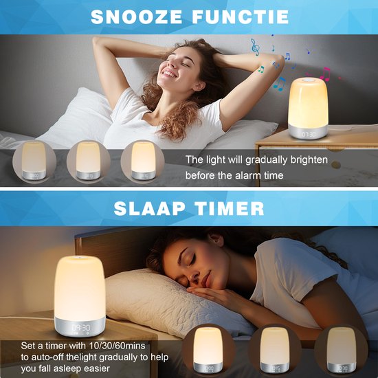 Sunrise Alarm Lamp with Natural Sounds – Gentle Wake-Up Light for Sleep Improvement