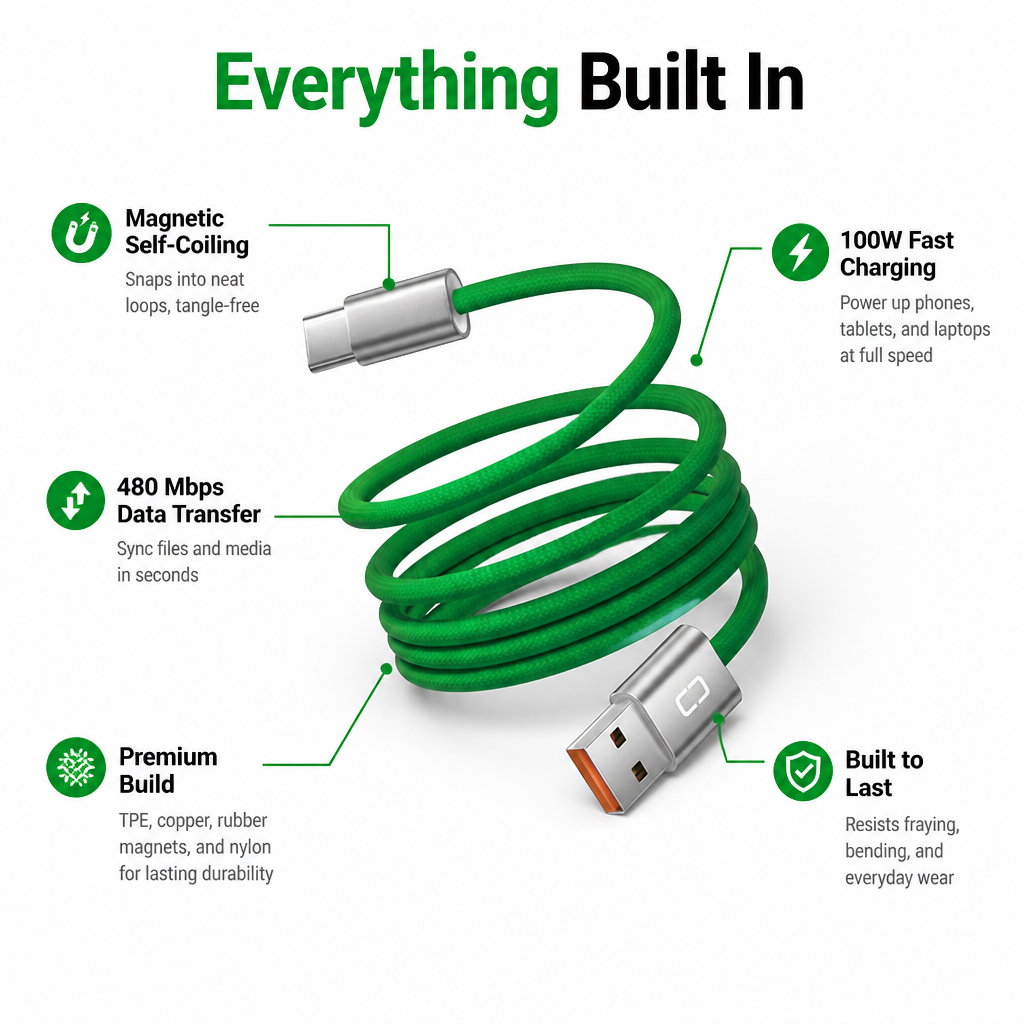 AeroMag™ — Charge Faster, Stay Tangle-Free, and Own Your Space Instantly