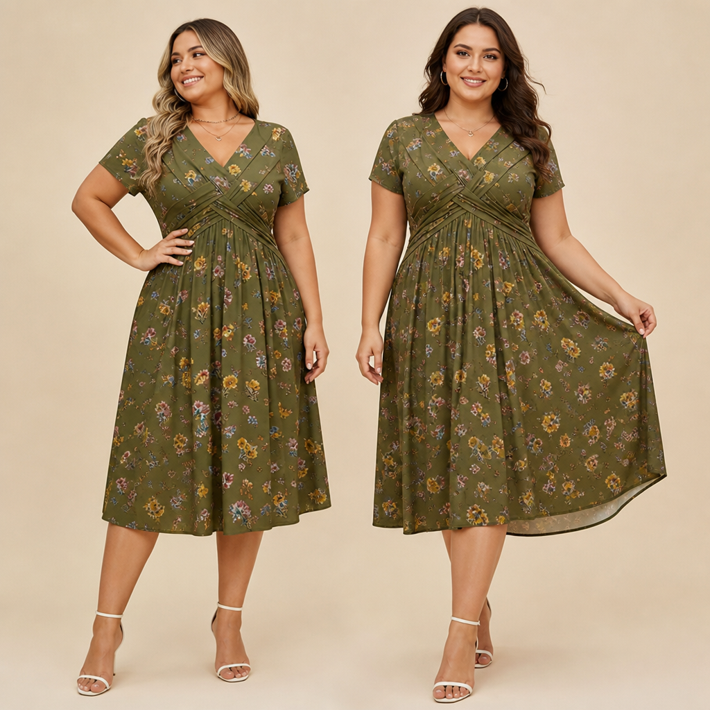 VivaLuxe™ Floral Twist Dress — Sculpt Your Curves and Radiate Confidence All Day Long
