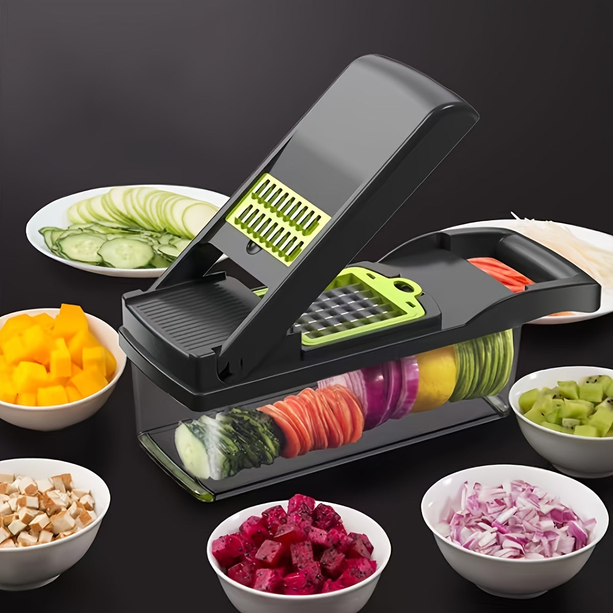 16-in-1 Multi-Functional Vegetable Chopper with Collecting Container