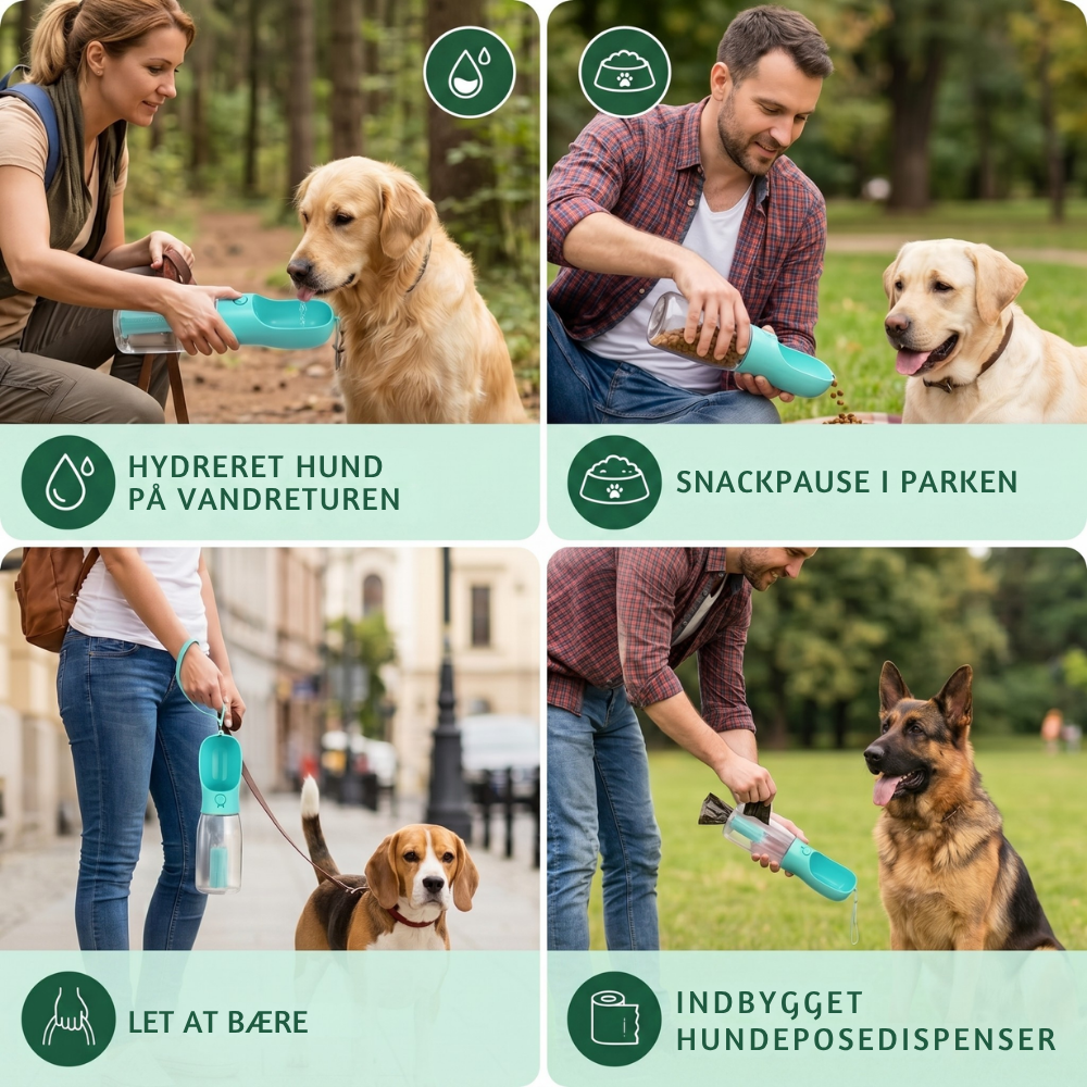 3-in-1 Dog Water Bottle with Food Container