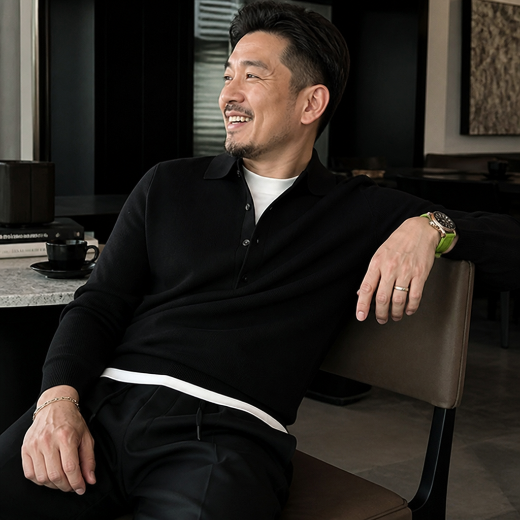 ValorWeave™ – Tailored Knit Polo with Spread Collar & Button Placket