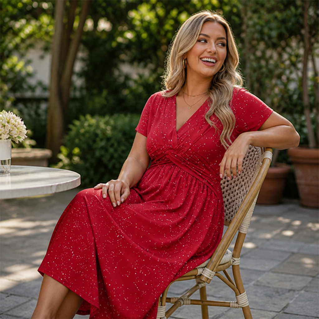 LuminaCurve™ Twisted V-Neck Dress — Own Every Curve with Effortless Elegance and Hidden Freedom