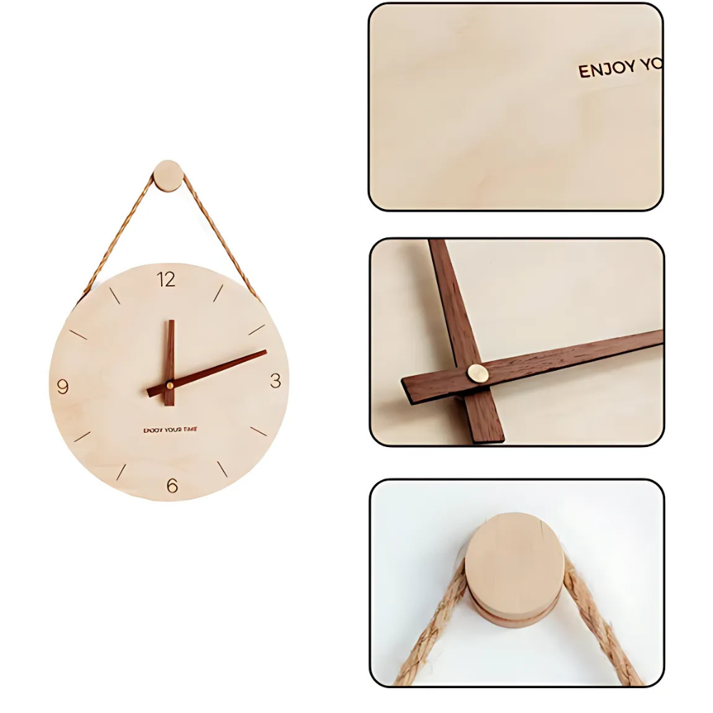 Silent Movement Wooden Wall Clock with Blank Dial