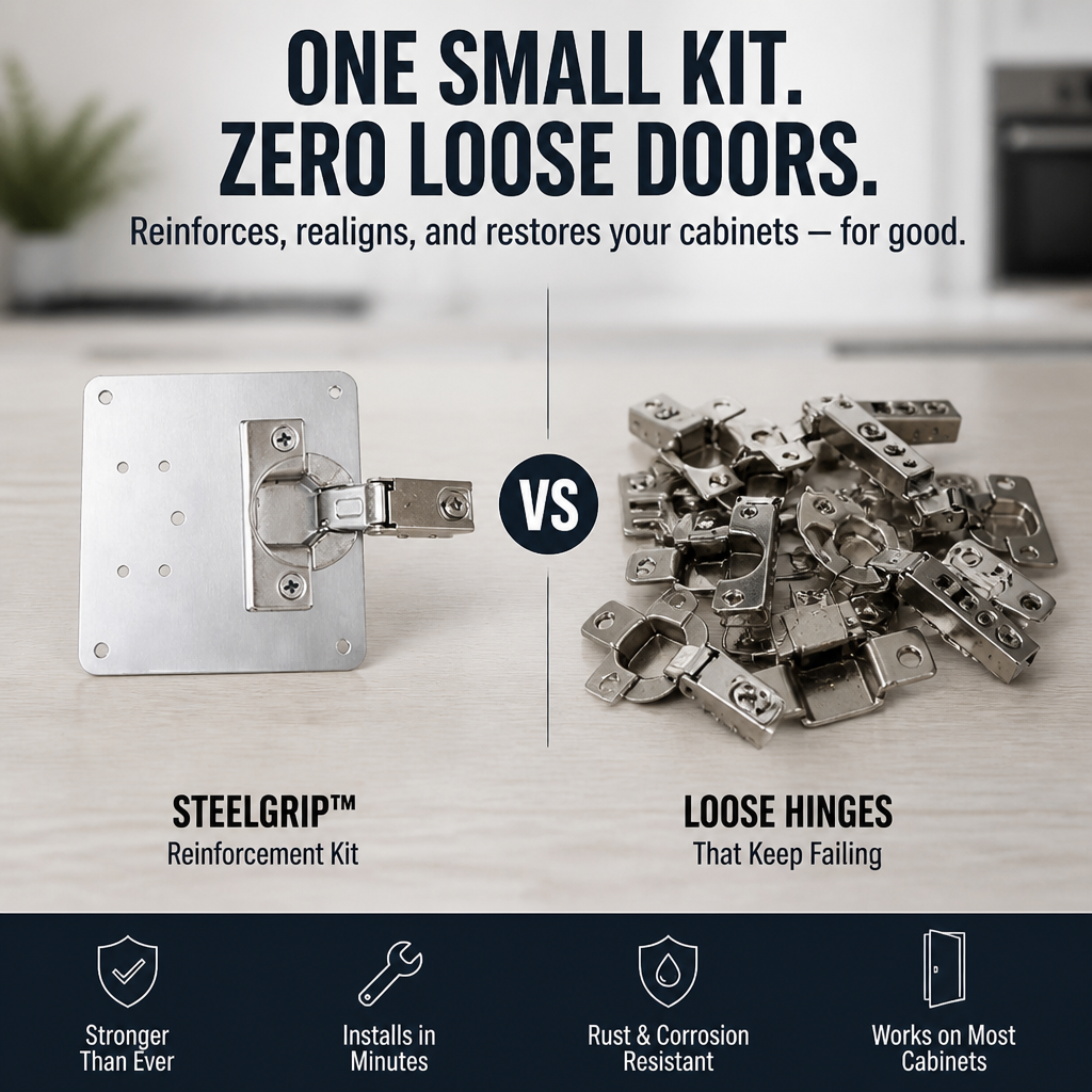 SteelGrip™ — Finally Stop Wobbly Doors and Own Rock-Solid Cabinet Confidence