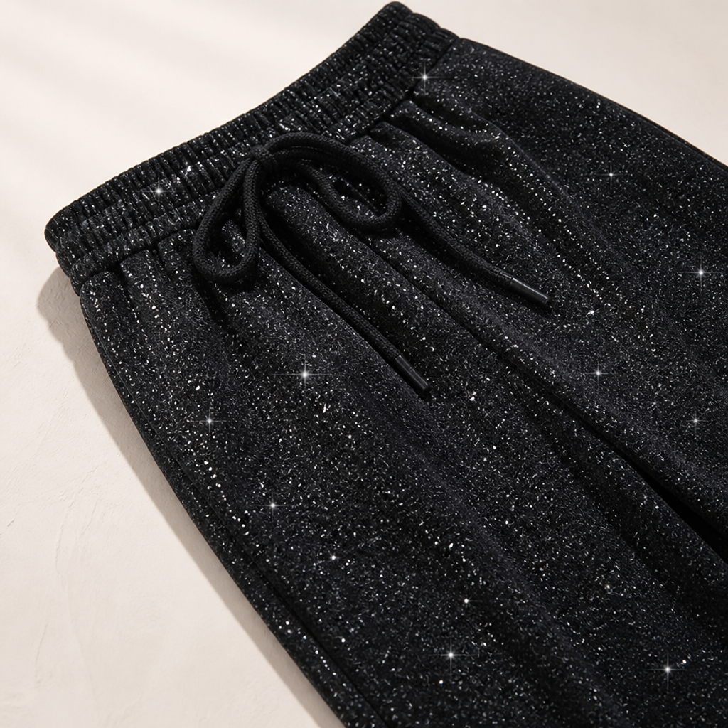 Brillique™ – Sparkling Wide-Leg Sequin Pants with Elastic Drawstring Waist