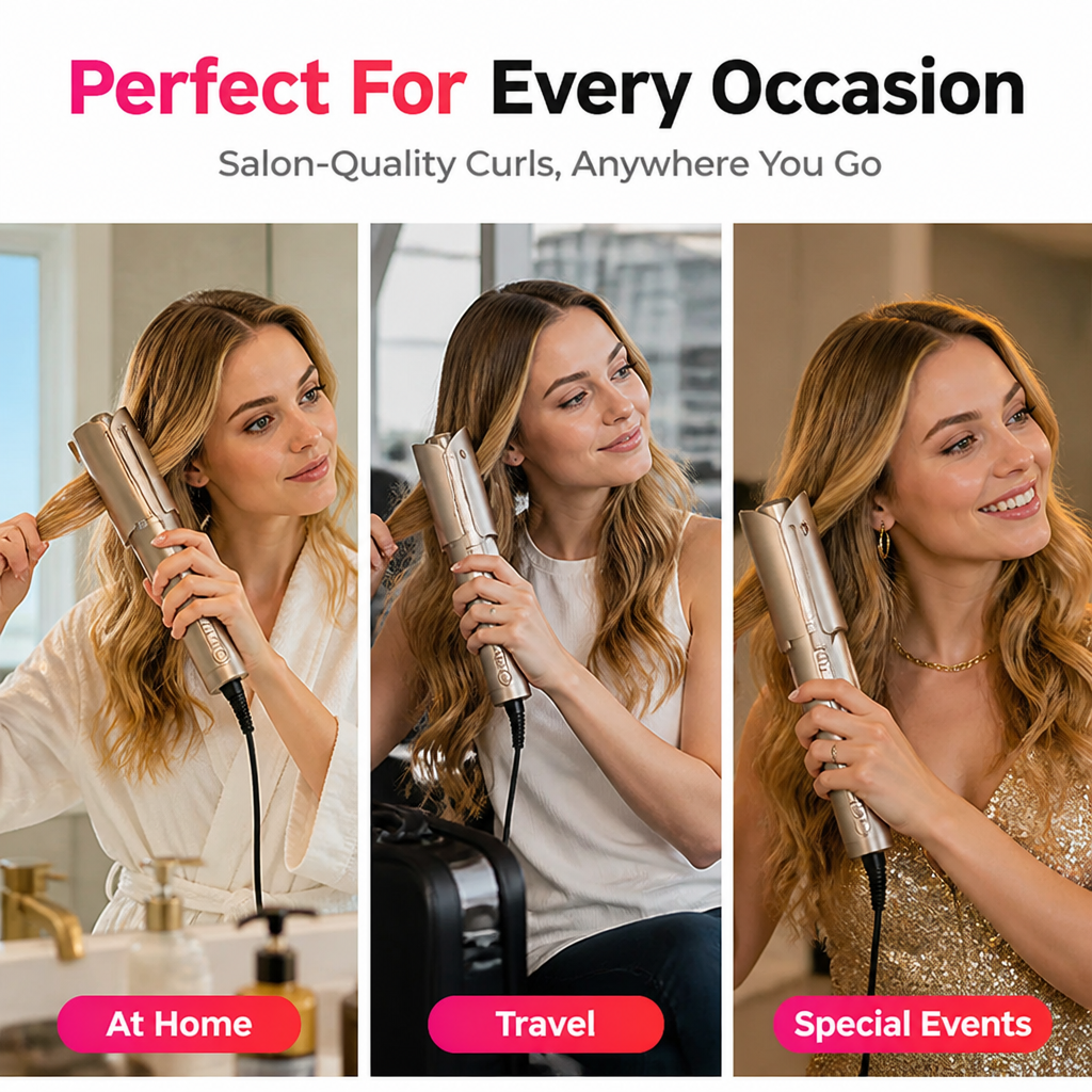 VivantaCurl™ — Wrap, Curl & Release Soft Waves in Seconds Without Tangles or Burns
