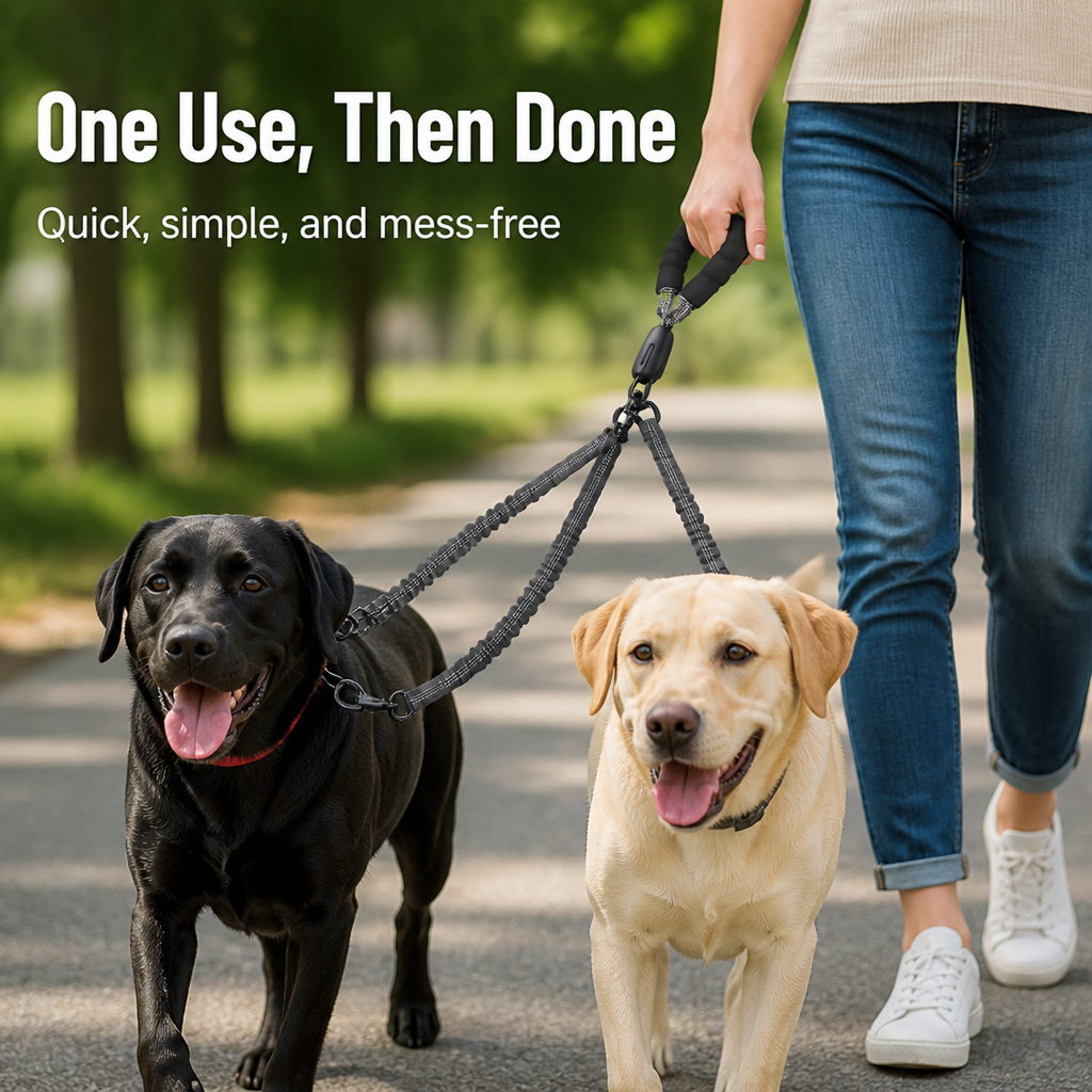VersaTether™ — Effortless, Tangle-Free Control for Happier, Calmer Walks with Two Dogs