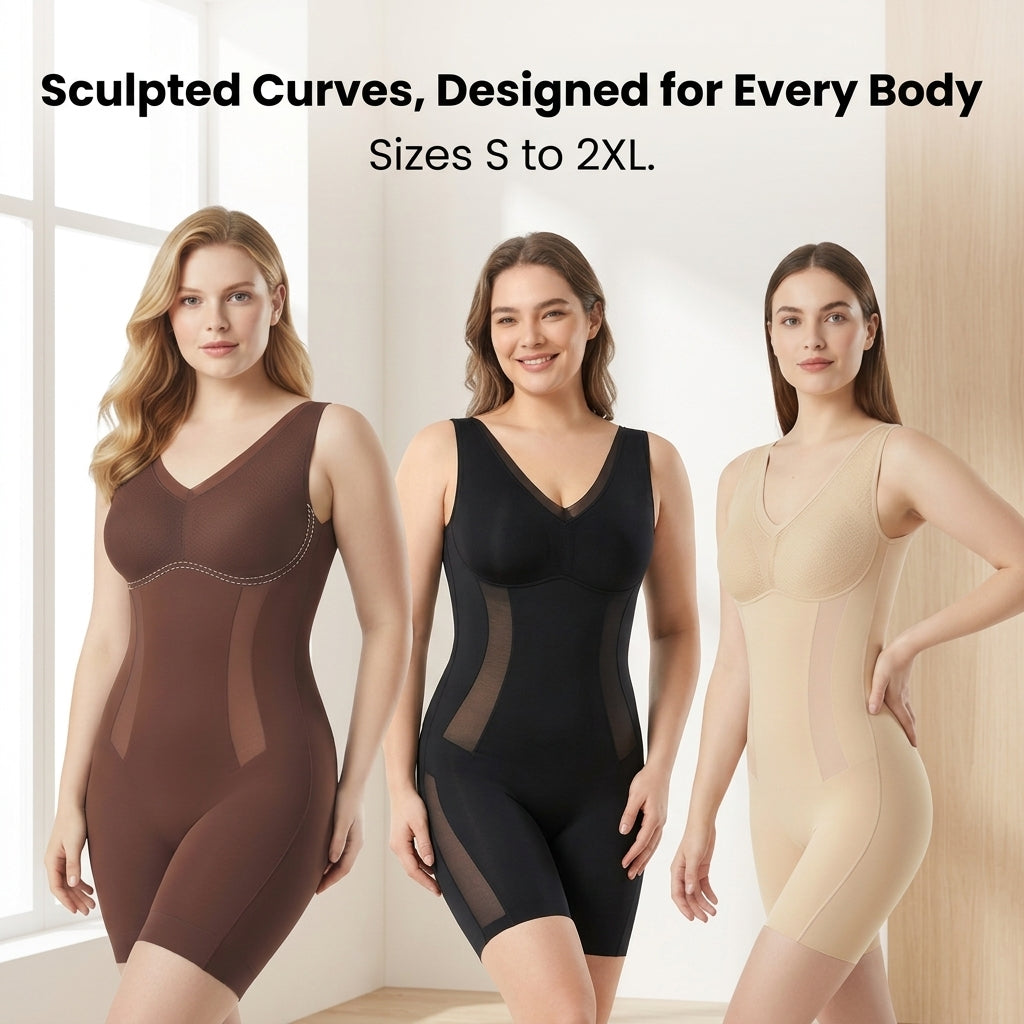 SilhouettaCurve™ – Seamless Full-Body Shaping Bodysuit with Tummy-Smoothing Panels