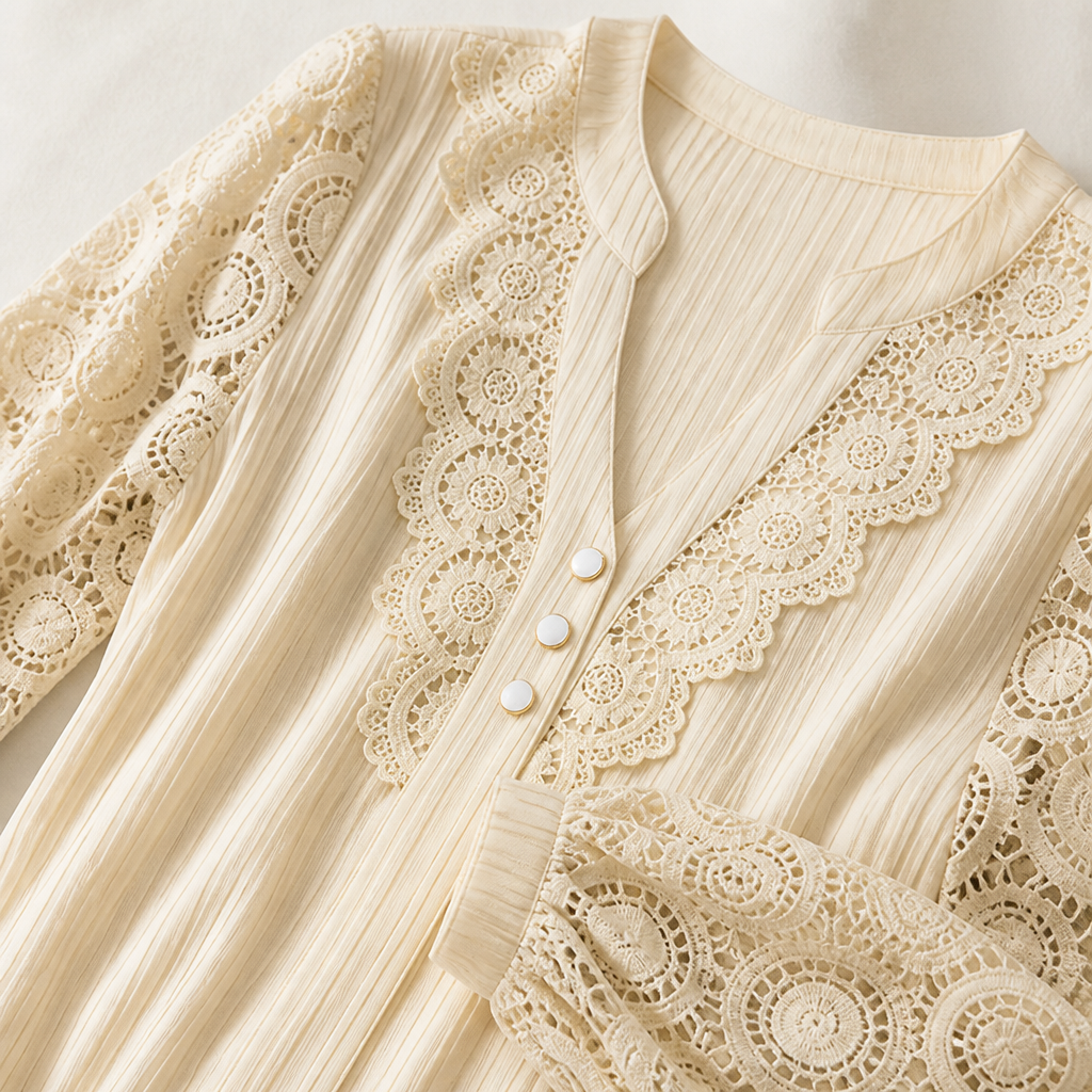 LumivaLace™ Pleated V-Neck Top — Unleash Effortless Elegance That Moves with You