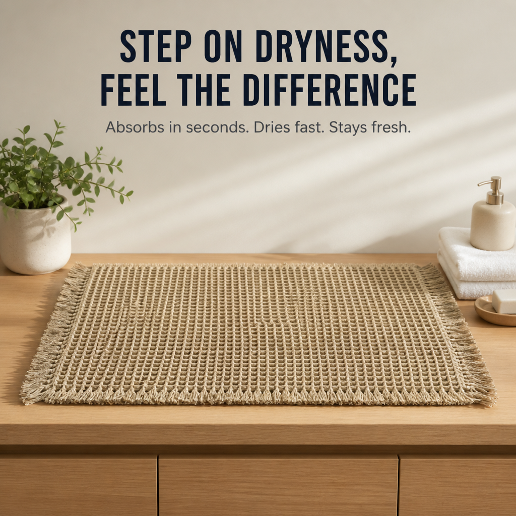 AquaSilk™ Waffle Bath Mat — Step onto Instant Dryness and Cozy Safety Every Time