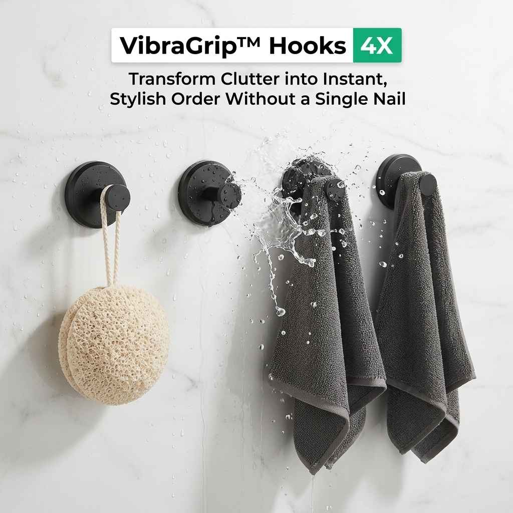 VibraGrip™ Hooks 4X — Transform Clutter into Instant, Stylish Order Without a Single Nail