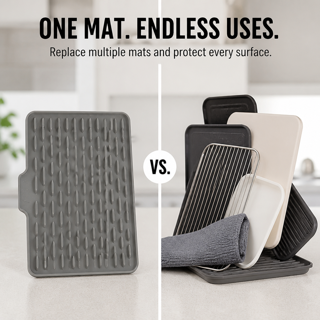 AquaGuard™ Mat — End Kitchen Chaos with Dry Counters and Safer Dishes Every Time