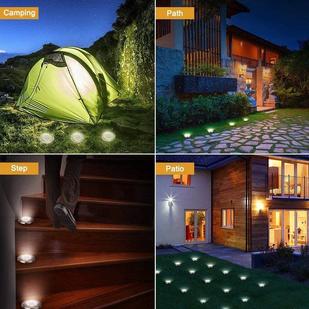 12 LED Solar-Powered Ground Lights for Garden and Yard - Weather Resistant
