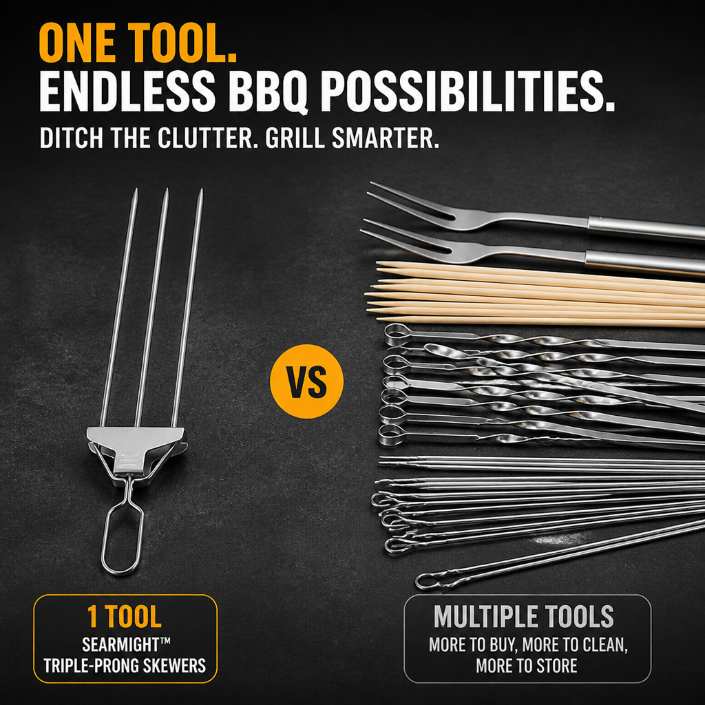 SearMight™ — Lock Food in Place, Slide It Off Clean, Grill Like a Pro