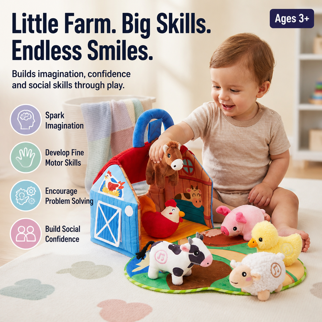 PetalNest™ Interactive Farm Set — Ignite Wonder and Confidence with Every Soft, Sound-Filled Adventure