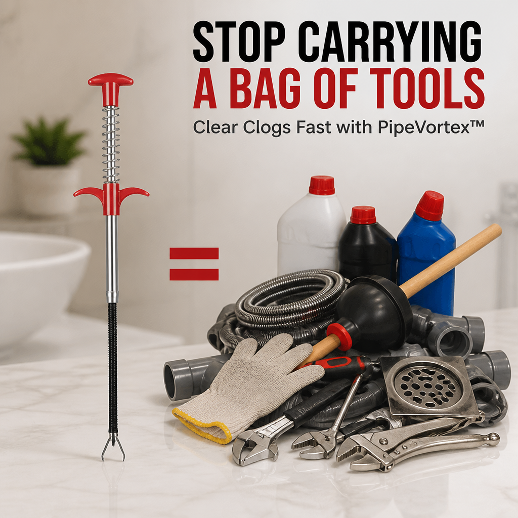 PipeVortex™ — Grab and Clear Clogs Fast Without Chemicals or Mess