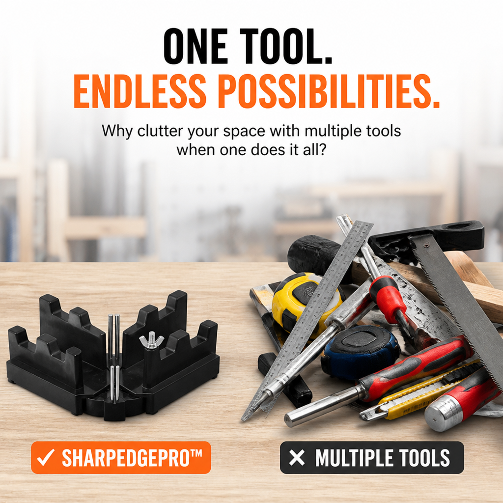 SharpEdgePro™ — Clamp, Guide & Cut Flawless Trim Corners Without a Power Saw
