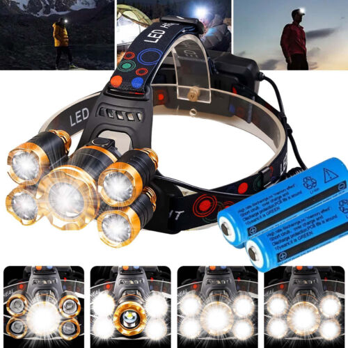 Rechargeable Waterproof Headlamp Set with 5 LED Lights