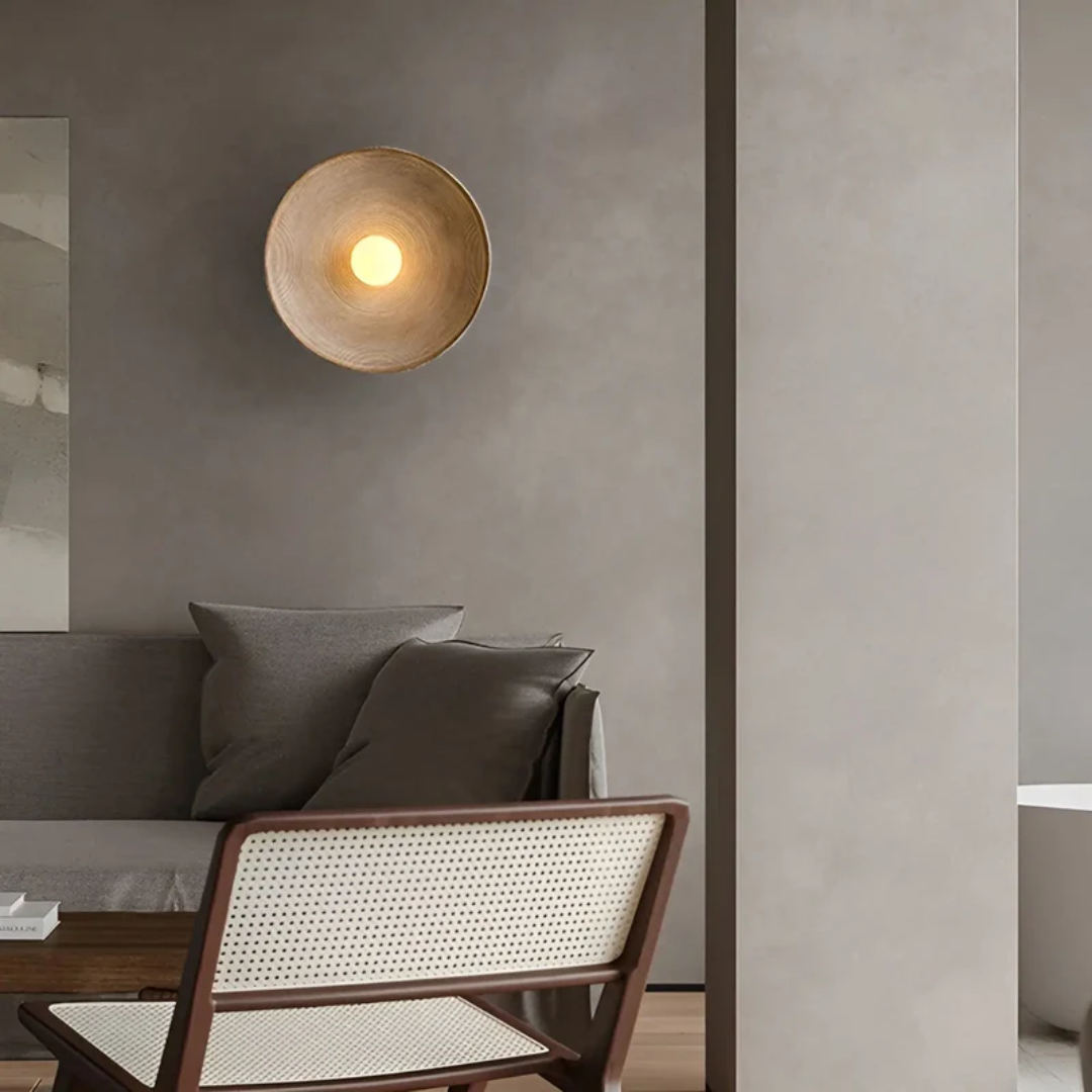 Round Wall Lamp Crafted from Glass & Resin – Wabi-Sabi Design, Tri-Col