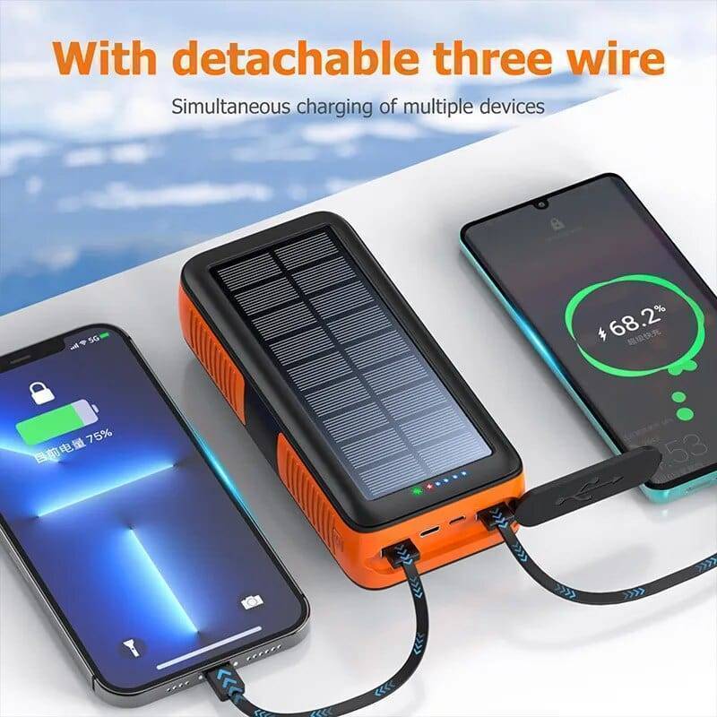 Solar Power Bank 61200mAh with Dual USB Output and Hand Crank