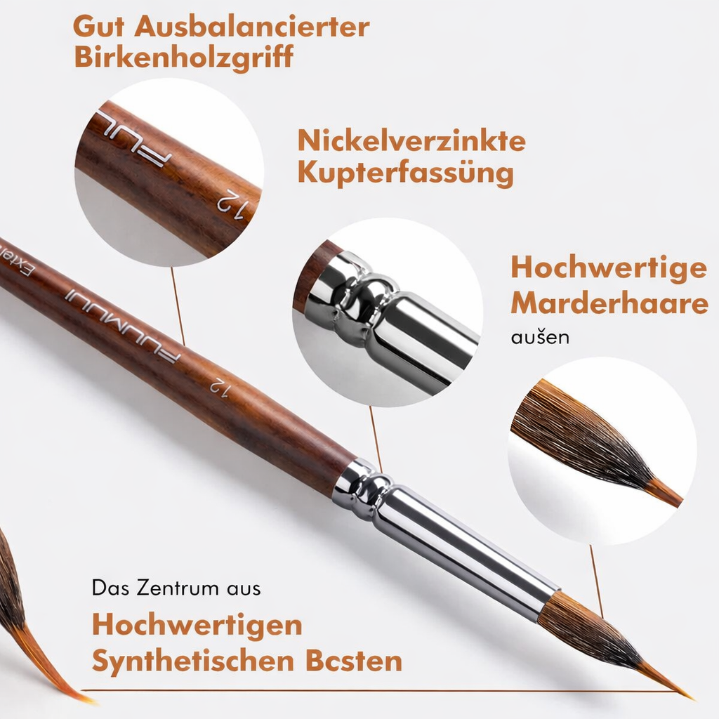 Detailing Brush Kit | Precision & Fine Lines | Wooden Grip | PinPointPro