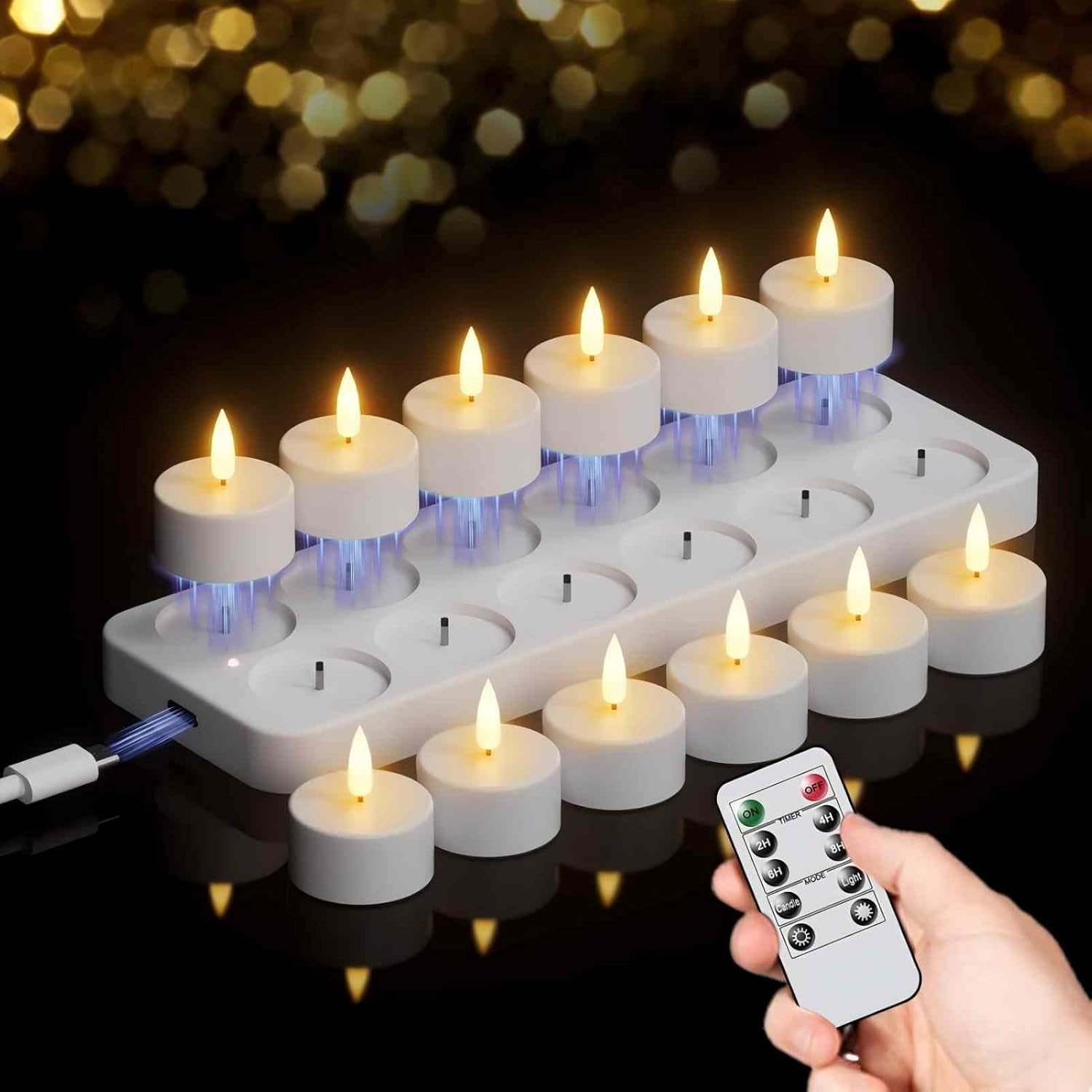 Rechargeable LED Candles with USB Charging Station