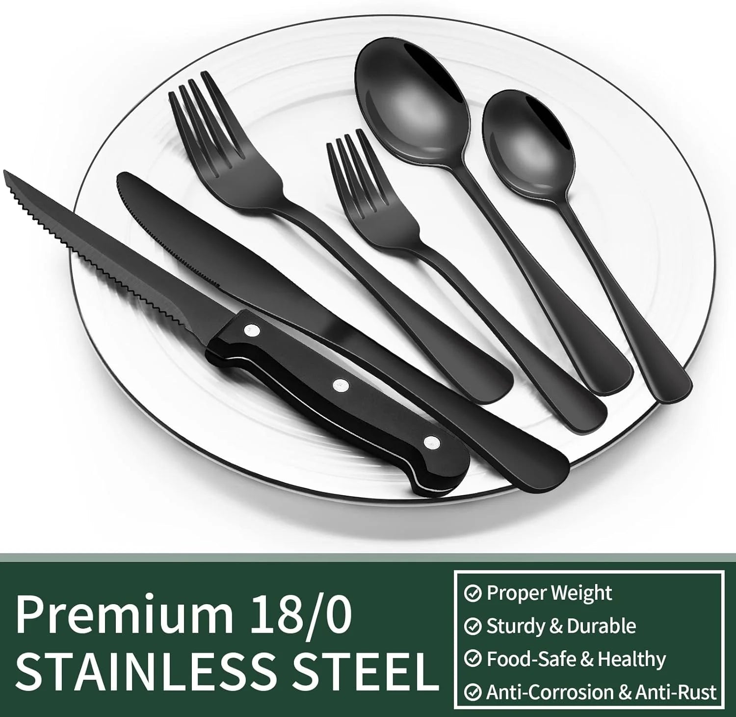 Matte Black Tableware Set - Elegant Organization for Every Dinner