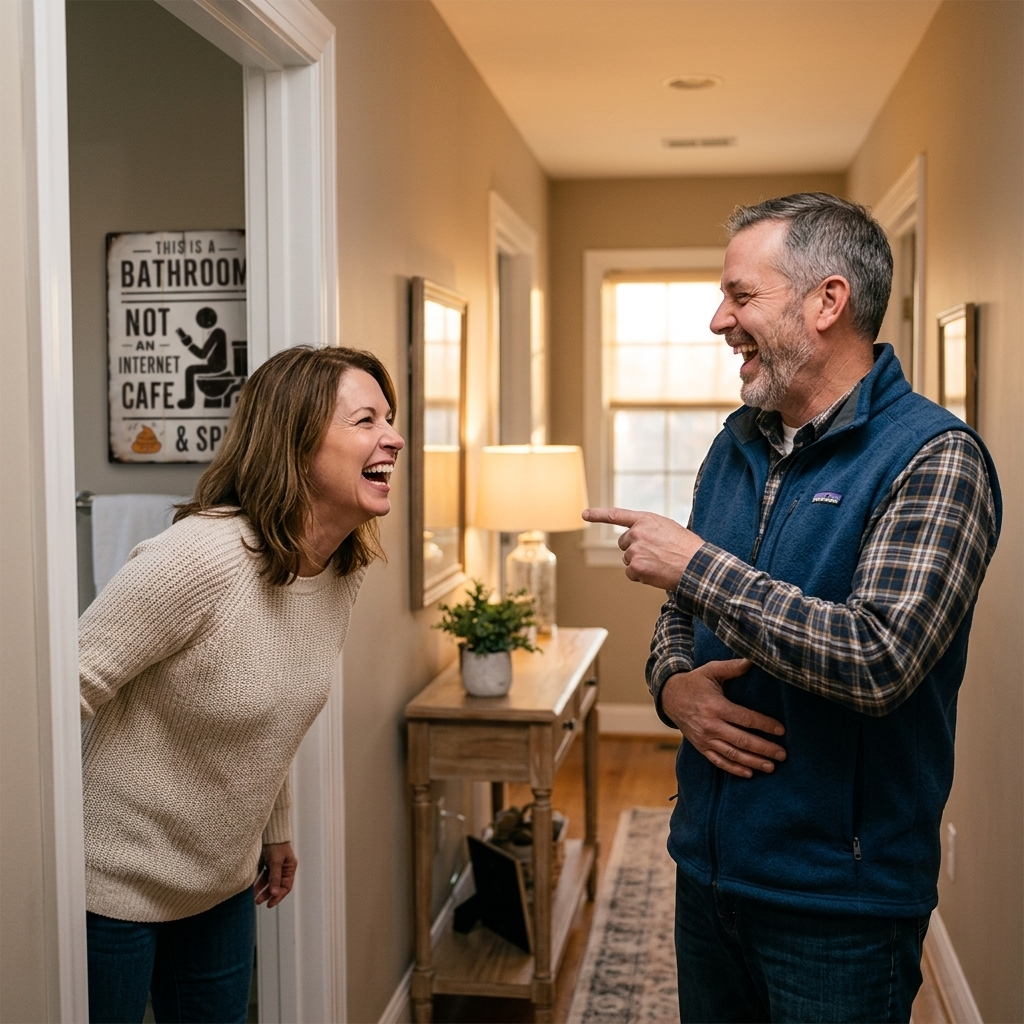 Bathroom Clarity and Fun Sign – No More Waiting Times!