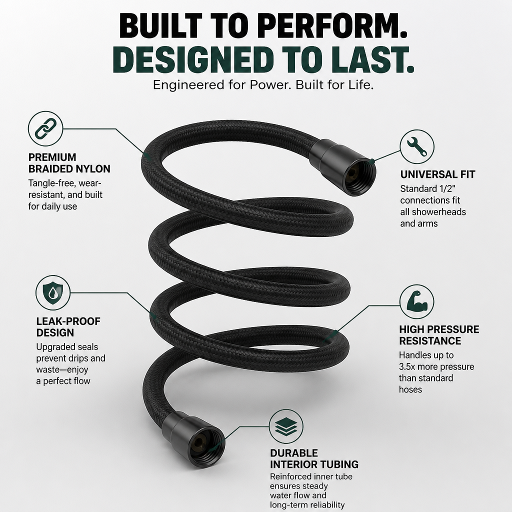HydroForce™ Braided Shower Hose — Unleash a Leak-Free, Power-Packed Shower You’ll Crave Every Day