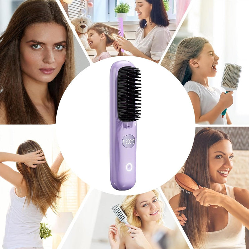Wireless Straightening Brush for Silky Shine in 5 Minutes