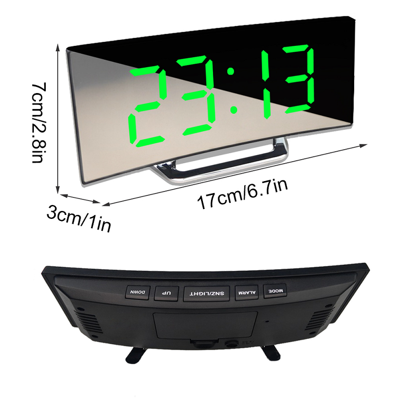 Digital Timepiece | LED Mirror Alarm Display | Auto-Dimming Anti-Glare | CurveClock