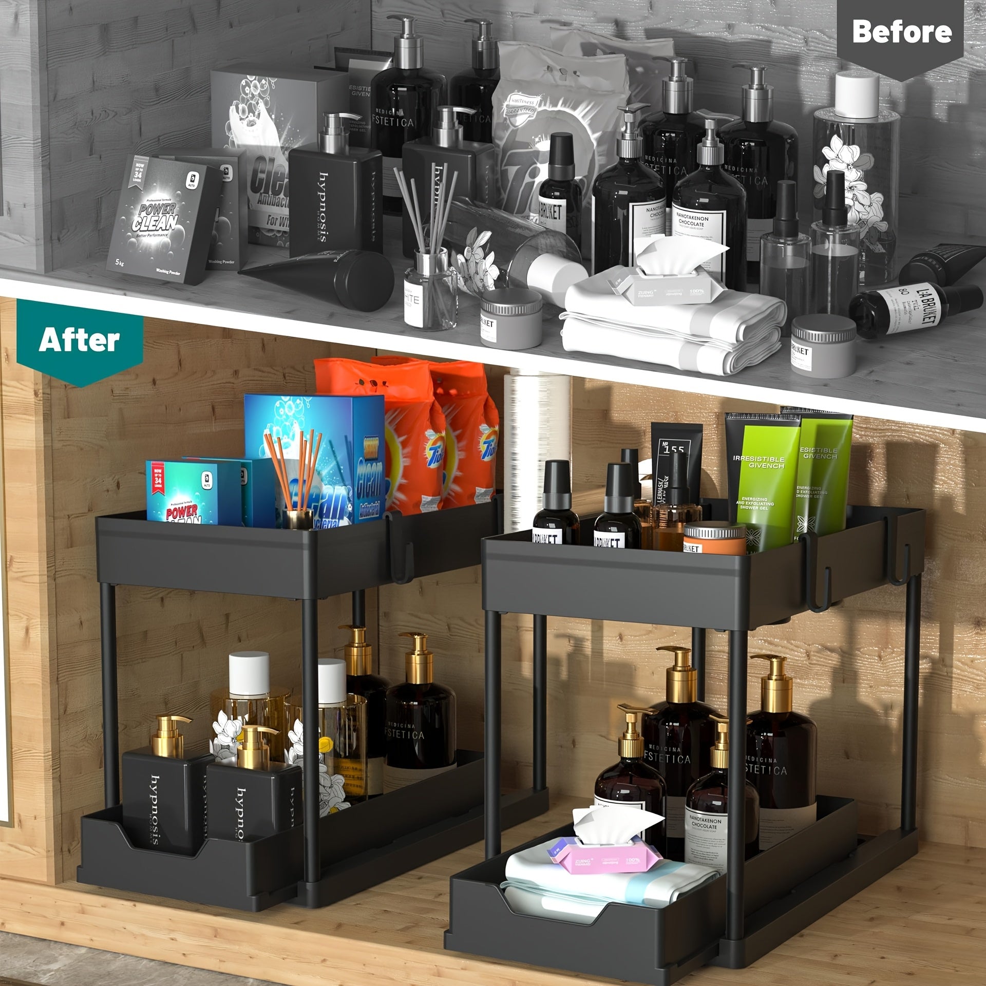 Expandable Under-Sink Cabinet Organizer