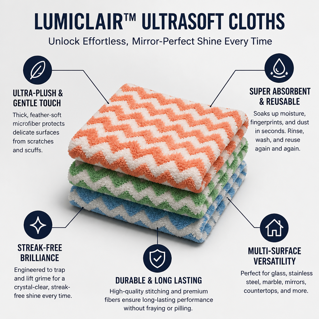 LumiClair™ Ultrasoft Cloths — Unlock Effortless, Mirror-Perfect Shine Every Time