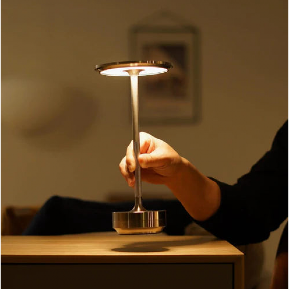Wireless LED Desk Lamp with Touch Dimmer – Aluminum, IP44