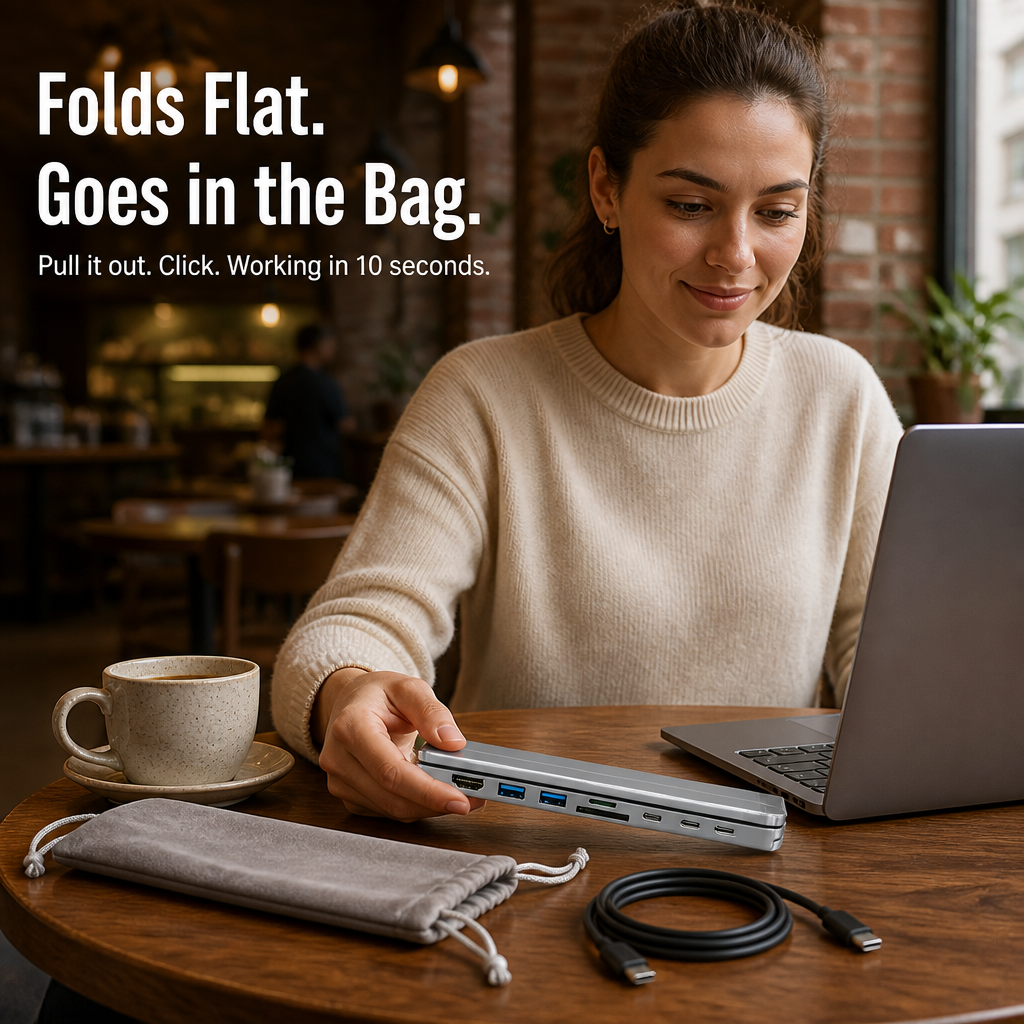 PowerPort Pro™ — Lift Your Laptop, Power 8 Devices, Fold Flat for Your Bag