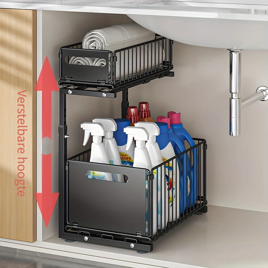 Expandable Under-Cabinet Organizer with 2 Levels